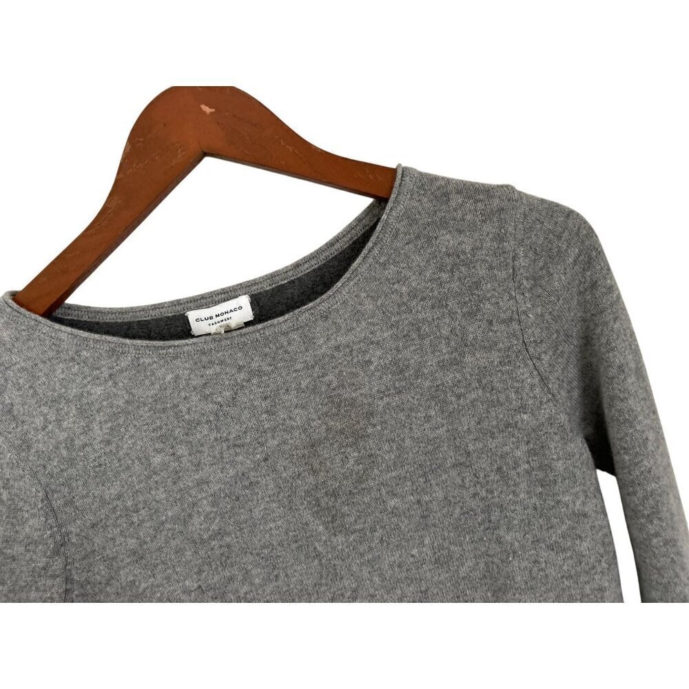 Club Monaco Womens 100% Cashmere Crewneck Color-block Sweater Grey Long Sleeve X - Picture 2 of 7